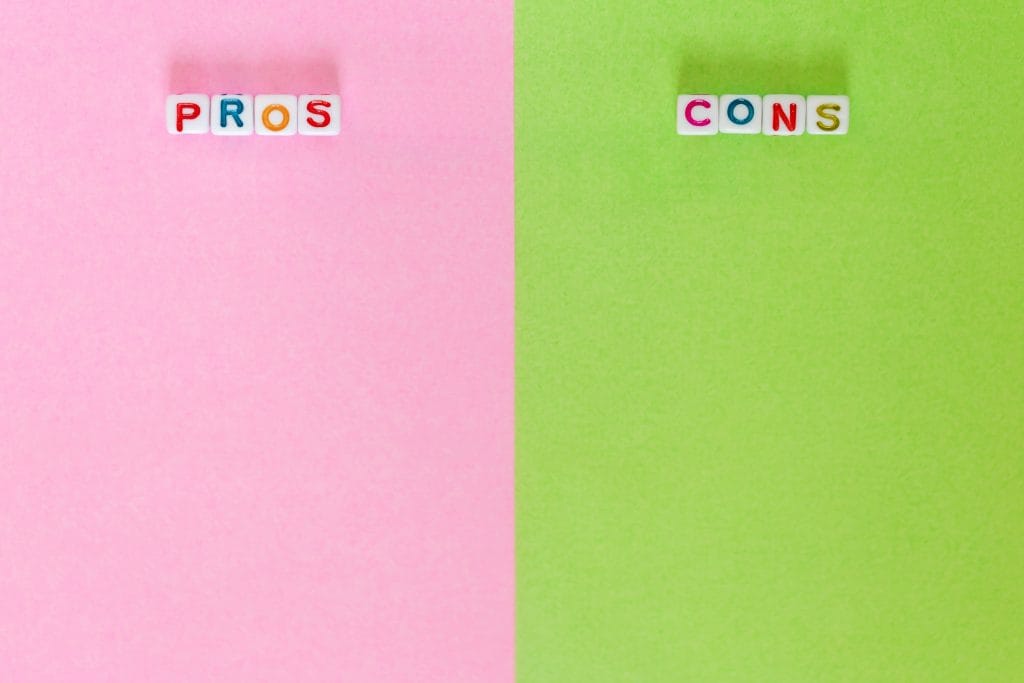 On the left-hand side of the picture you will find letters that form the word &quot;Pros&quot;, while on the right-hand side of the picture it says &quot;Cons&quot;.