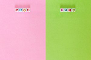 On the left-hand side of the picture you will find letters that form the word &quot;Pros&quot;, while on the right-hand side of the picture it says &quot;Cons&quot;.