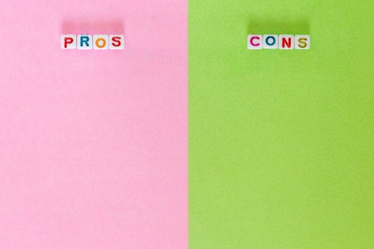 On the left-hand side of the picture you will find letters that form the word &quot;Pros&quot;, while on the right-hand side of the picture it says &quot;Cons&quot;.