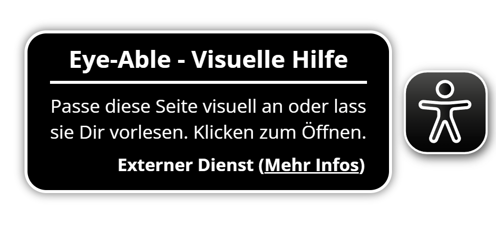 Eye-Able Logo mit einer Textbox links daneben.