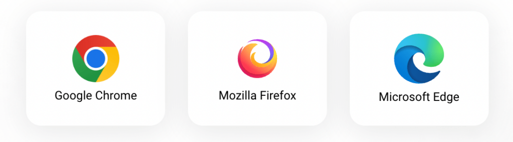 Bildet viser nettleserne Chrome, Mozilla og Edge