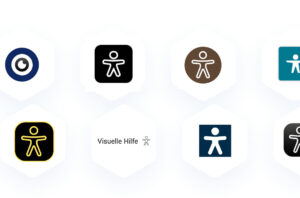 Eye-Able varios logotipos con el hombre de la accesibilidad