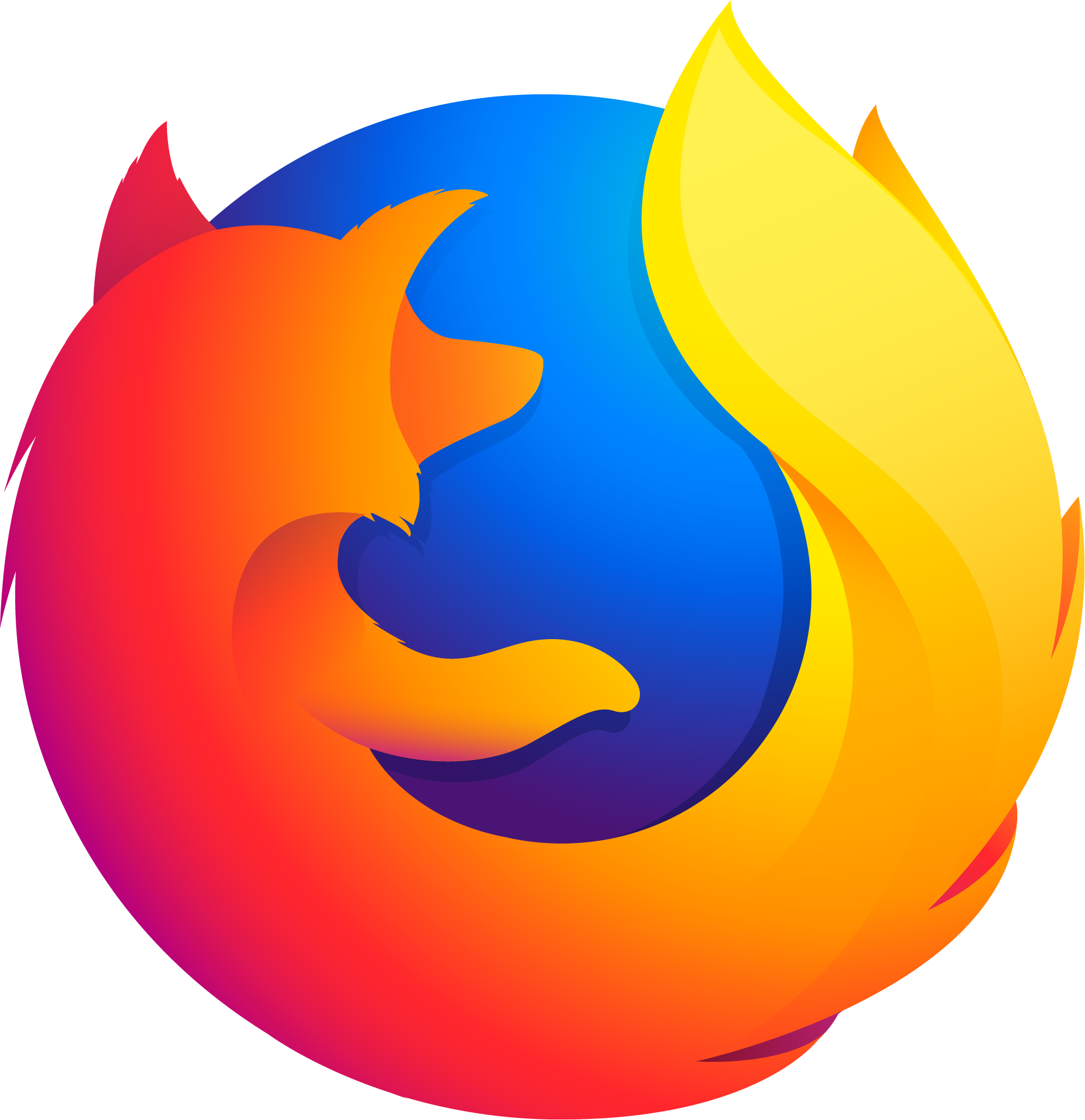 Mozilla Firefox logo, shows fox in curved form