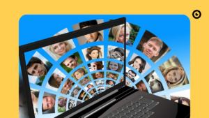 Pictures of people in a circle in a laptop