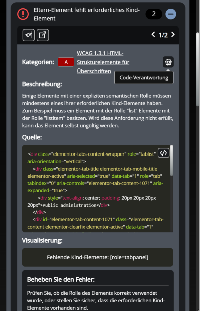 Fehlerbeispiel in Eye-Able Audit Fehlerbeispiel in Eye-Able Audit